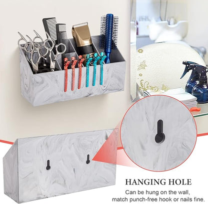 Noverlife Salon Shear Holder, Large Marble Pattern Hair Stylist Shears Rack Neat Desk Organizer, Professional Barber Scissor Holder Pet Grooming Storage Box Container Case for Clippers Combs Clips
