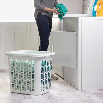 Sterilite Ultra Easy Carry Plastic Dirty Clothes Laundry Basket Hamper with Integrated Handles and Ventilation Holes, White (8 Pack)