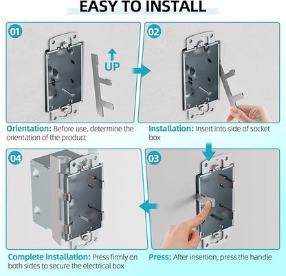 15 PCS Switch Box Straps, Electrical Box F Clips Support, Strap on Electrical Outlet Repair for Loose Outlet Fix, Electrical Device Mounts with Plaster Ears