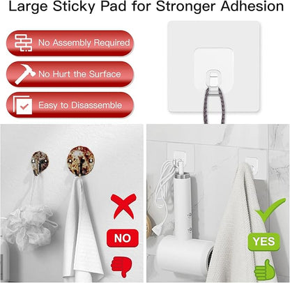 Large Adhesive Hooks, 10 Pack Heavy Duty Utility Hooks for Hanging 33lb, Damage Free Sticky Hanging, No Trace Self-Adhesive Wall for Kitchen Bathroom Office Multiple Uses