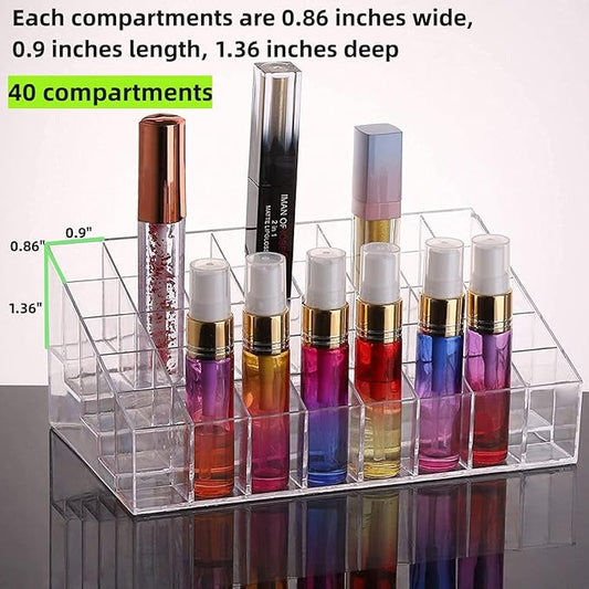 40 Grids Lipsticks Holder - Clear Acrylic Lipgloss Lipstick Organizer and Storage Display Case for Lip Gloss, Lipstick Tubes