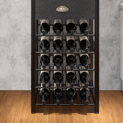 Homeiju Wine Rack Freestanding Floor, Bar Cabinet for Liquor and Glasses, 4-Tier bar Cabinet with Tabletop, Glass Holder, Storage Drawer and Wine Storage for Living Room (Patent No.D29872845)