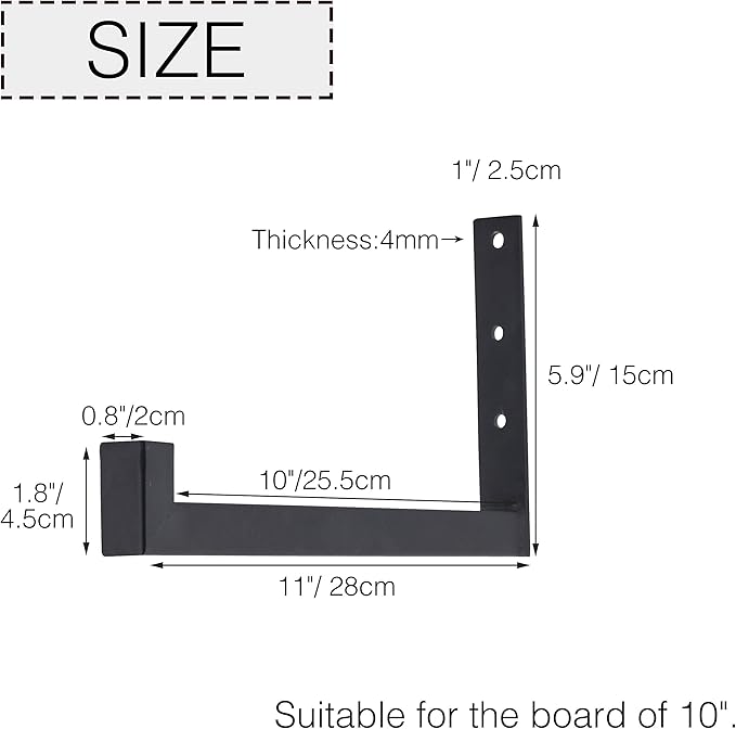 OVOV 2 Pack Heavy Duty Shelf Brackets Wall Mounted Industrial Farmhouse Floating Shelf Brackets with Lip
