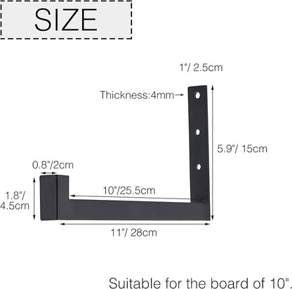 OVOV 6 Pack Heavy Duty Shelf Brackets Wall Mounted Industrial Farmhouse Floating Shelf Brackets with Lip (Black 10")