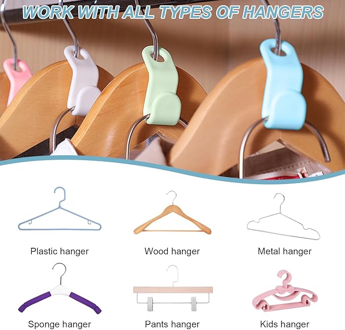 100 PCS Space Saving Hanger - Space Saver Clothes Hanger Connector with Stacking Hooks and Heavy Duty Cascading Connection