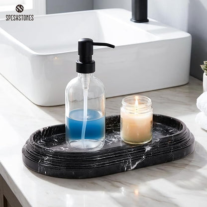 Marble Tray 9.75 Inch Handmade Black Bathroom Tray for Countertop Décor - Decorative Trays for & Gifts for her, Perfume, Candle, Jewelry & Vanity Accessories