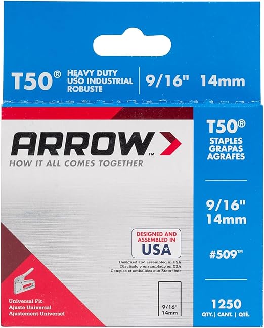 Arrow T50 9/16" Staples, 1250 Count