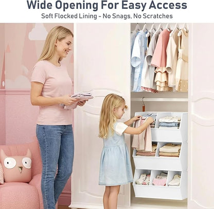 Hanging Closet Organizer Extra Large, Clothes Hanging Shelves for Closet with Divider, Collapsible Closet Storage System, Fabric Storage Bins for Home, Dorm, Rv, Sweaters, Handbags, Underwear, Sock