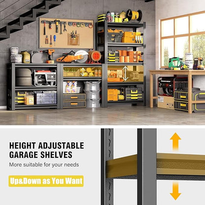 77" H*18" D Garage Storage Shelves, 6-Tier Metal Shelving Unit Heavy Duty Adjustable, 3600lbs Capacity, Storage Rack Organizer for Garage, Basement, Pantry & Warehouse, Black, 35.4" Wx17.7 Dx77.4 H