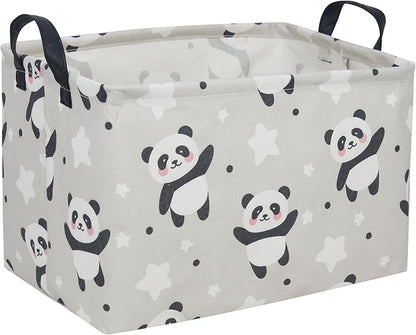 Kids Basket Panda Storage Bins for Girls Rectangular Baby Gift Baskets Cute Toy Storage Bin Box Organizer Book Shelf Basket Sports Balls Room Decor(Panda)
