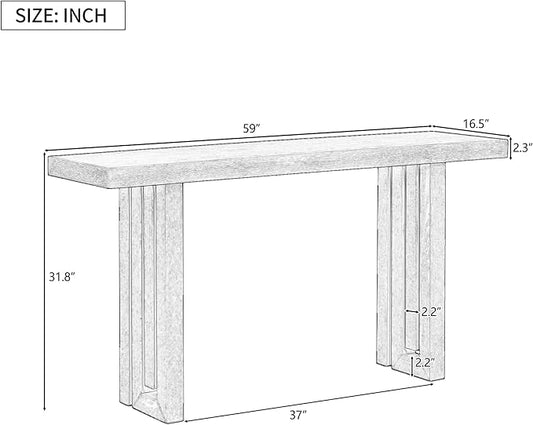 Uniquely Designed Oak Veneer Console Table, Modern Long Sofa Side Table with Distinctive Side Shapes, Suitable for Entryway, Hallway, Living Room, Foyer, Corridor,Easy Assembly (Natural-41RT)
