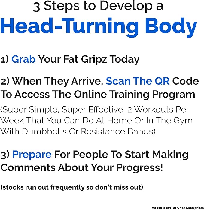 Fat Gripz - Thick Grips - Increased Muscle Fiber Activation - Bigger Arms (4x Men's Health Award Winner)