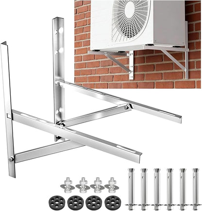 Mini Split Wall Mounting Bracket for 9000-24000 BTU Air Conditioner, Foldable Heavy Duty AC Support Bracket for Wall Mount Condenser AC Heat Pump Systems, 201 Stainless Steel Max 500 Lb