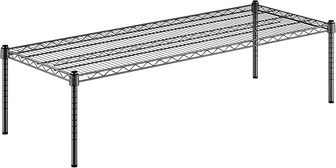 21" x 54" x 14" Black Epoxy Wire Storage Shelf, Dunnage Rack, Commercial 1 Tier Small Shelf