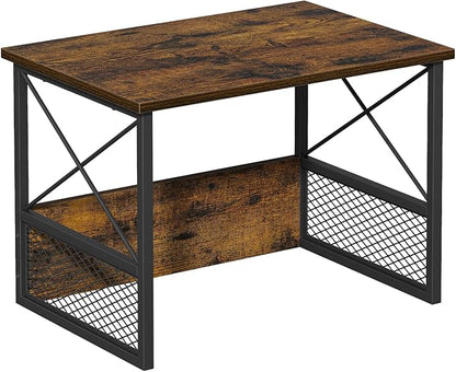 Printer Stand for Desk, Desktop Printer Stand Shelf Organzier for Home Office, for Above and Under Desk, Fax Machine Copier Scanner, Rustic Brown