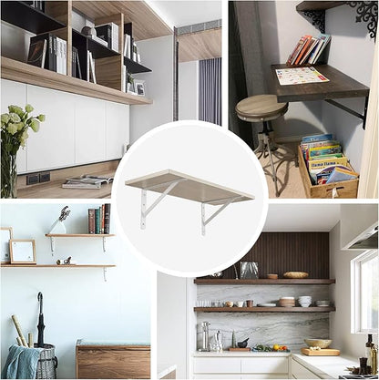 12 x 8 inch Heavy Duty Shelf Brackets, Load Capacity: 600 lb, 2-Pack White Metal L Supports for Wall Mounted Wood Shelving, Shelves Bracket with Screws, HOME MASTER HARDWARE