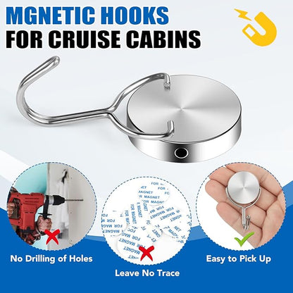 LOVIMAG Heavy Duty Swivel Magnetic Hooks - 80Lbs Capacity, School & Cruise Cabin Accessories - 15 Pack