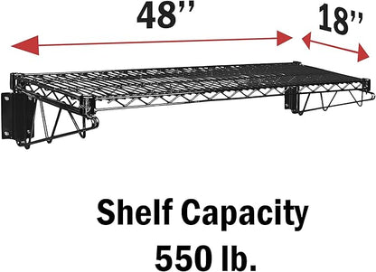 Wall Mount Wire Shelf (Black Epoxy, 18" Deep x 48" Wide)
