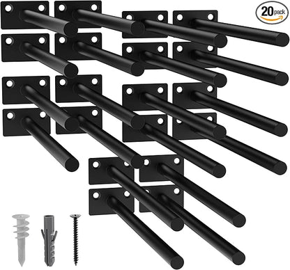 LEOPO 20-Pack 10 inch Floating Shelf Brackets, Hidden Shelf Bracket for Wood, Concealed Blind Shelving Support,Invisible Black Coated Brackets for DIY Decorative,Fit for Kitchen, Bathroom,Study Room