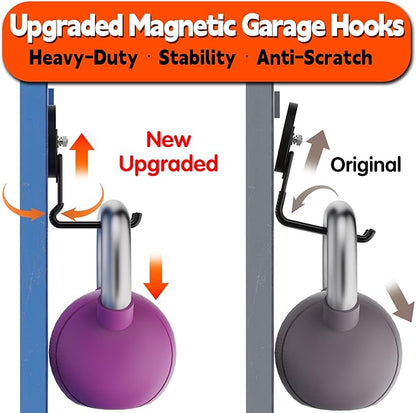 ULIBERMAGNET New Updated Gaint Magnetic Hooks,2 Pack Heavy Duty Large Magnetic Hooks for Extension Cord, Cable, Hose, Power Cord,Rope,Drill,Jig Saw,Circular Saw,Garden Lawn Tools (Black/3.46inch)