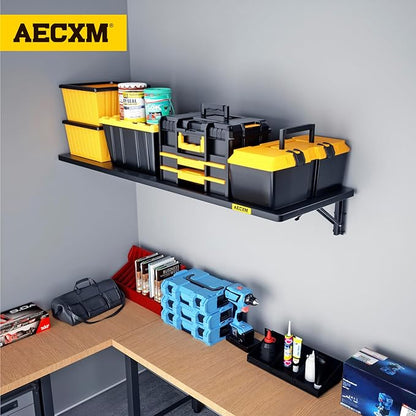 1.2x3ft Adjustable Rail Type Folding Storage Rack Shelf, Suitable for Garage, Storage Room, Kitchens Wall Shelf,Garage Storage Rack Floating Shelves,Folding Panels (1pcs-Black)