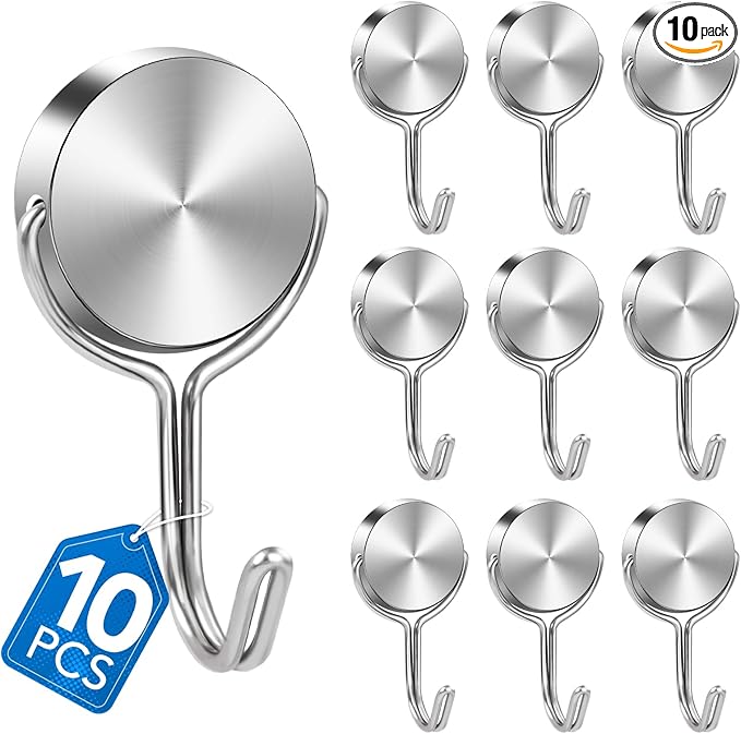 LOVIMAG Magnetic Hooks for Cruise Cabins, 60Lbs Swivel Magnetic Hooks Heavy Duty, Cruise Ship Essentials, Locker Accessories, Magnetic Hook for Classroom, Refrigerator, Hanging, Grill -10 Pack