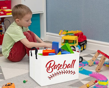 Rectangular Baseball Baskets Easter Gift Basket Empty Kids Storage Bins Baby Boy Basket Kids Baseball Toy Storage Bin Organizer Box Baseball Room Decor for Home(Baseball Basket)