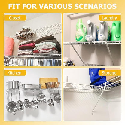 6 Pcs Wire Shelf Brackets, Support Brackets for 12-inch Deep Wire Shelving, Closet Shelving Accessories, Wire Shelving Support Brackets for Closet Wire