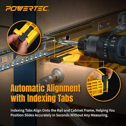 POWERTEC Drawer Slide Jig Set – Drawer Slide Installation Tool for Cabinets Desks Dressers Kitchen Drawers and Woodworking Projects – Supports Framed & Frameless Cabinets (72349)