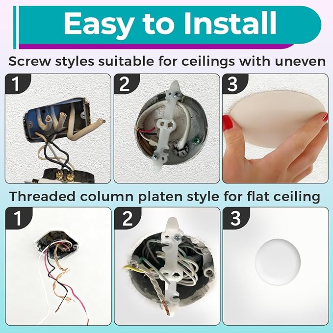 10 Set CP3540 Ceiling Cover Plate Kits - 5.38 Inch Paintable Blank Round Cover for Electrical Boxes, Includes 10 Pcs CP3540 Plates, 10 Pcs Mounting Brackets and 20P Screws