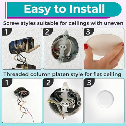 10 Set CP3540 Ceiling Cover Plate Kits - 5.38 Inch Paintable Blank Round Cover for Electrical Boxes, Includes 10 Pcs CP3540 Plates, 10 Pcs Mounting Brackets and 20P Screws