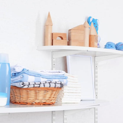 2 Pcs Twin Rail Upright Wall Shelving System 47.5 Inch with 6 Pcs Shelf Bracket 14.5 Inch Heavy Duty Adjustable Storage Rack Metal Support System for Kitchen Closet Home Indoor (White)