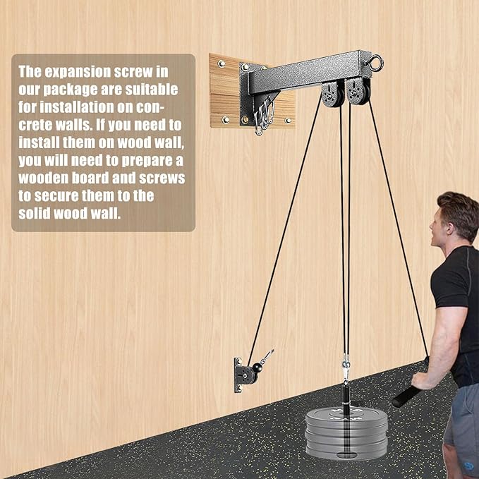 Fitness Wall Mount Pulley System, Weight Cable Pulley System for Gym, LAT Pull Down and Low Row Cable Machine, Cable Station Equipment