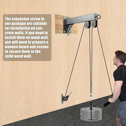 Fitness Wall Mount Pulley System, Weight Cable Pulley System for Gym, LAT Pull Down and Low Row Cable Machine, Cable Station Equipment
