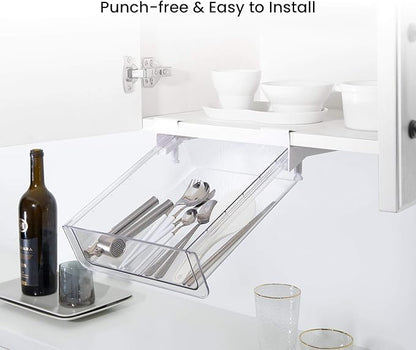 vacane Under Shelf Basket Organizer, Under Shelf Storage Drawer Pull Out, Under Cabinet Basket Hanging Holder for Cupboard Cabinet Pantry Kitchen, Add-on Space Saver