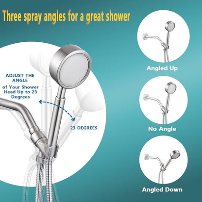 All Metal Handheld Shower Head Holder, Adjustable Shower Wand Holder with Brass Pivot Ball，Shower Arm Holder Mount for Connecting Shower Arm and Shower Hose, BRUSHED NICKEL