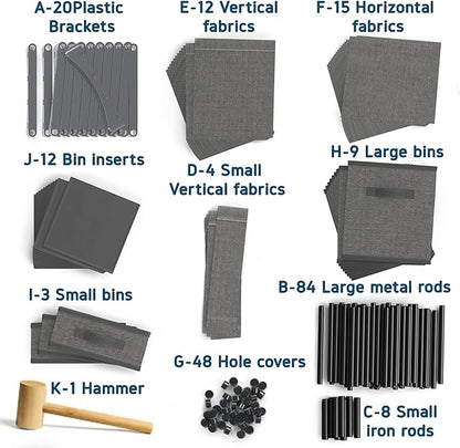 12 Cube Storage Organizer - Gray Cube Shelf Organizer, DIY Storage Cubes Organizer Shelves with Fabric Storage Cubes, Sturdy Cubbies Storage Shelves, Cube Storage Shelf for Bedroom, Playroom and More