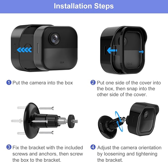 Blink Outdoor 4 (4th Gen) Wall Mount, Weatherproof Protective Cover and 360 Degree Adjustable Mounting with Blink Sync Module Outlet Mount for Blink Outdoor Indoor Security Camera (Black, 5 Pack)