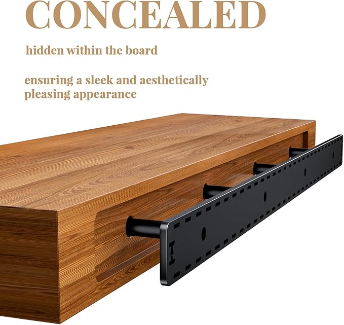 1 Pack Large Shelf Brackets Long Floating Shelf Bracket Invisible Floating Shelf Hardware Heavy Duty Floating Mantel Brackets(43"X8"X3" with Tools)
