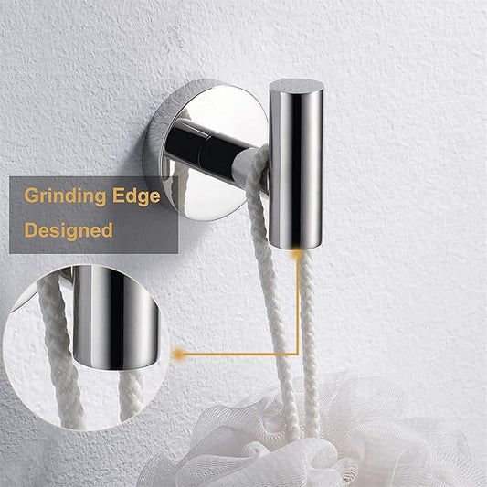 Nolimas Towel Coat Hook Polished Chrome SUS304 Stainless Steel Bathroom Clothes Cabinet Closet Sponges Robe Hook Wall Mounted Round Kitchen Heavy Duty Door Hanger 2 Packs