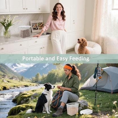 Dog Food Storage Container - Set of 3 Sizes Airtight Dog Treat Cat Food Containers - Small Plastic Pet Treat Holder for Cats, Dogs - Light Grey 3 Lbs + 2 Lbs + 1 Lbs Container Set