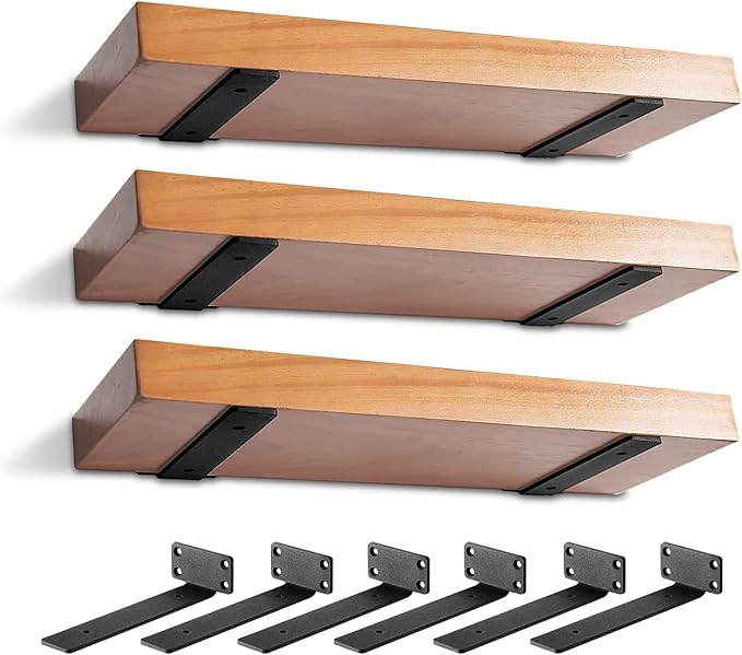 6 Pack Heavy Duty Shelf Brackets 12 inch, Floating Shelf Brackets(1/5”-Thick)