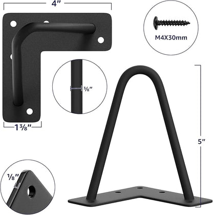 SMARTSTANDARD 5 Inch Heavy Duty Hairpin Furniture Legs, Metal Home DIY Projects for TV Stand, Sofa, Dresser with Rubber Floor Protectors Black 4PCS