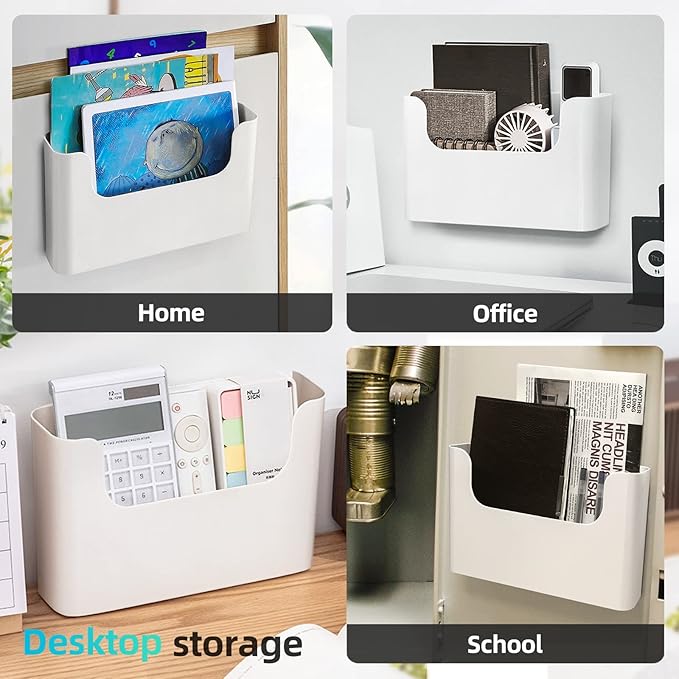 Wall Mount File Organizer Holder Hanging File Organizer Door Office Mail Supplies Storage Magazine Envelope Planner Wall Single Pocket (Off White, 2 Pack)