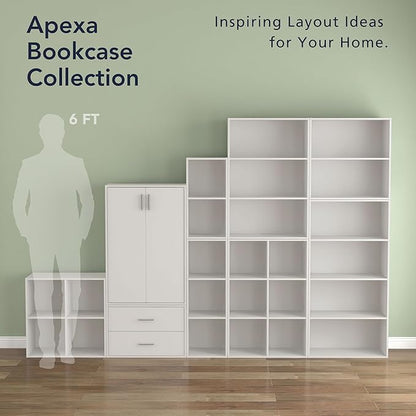 Homes: Inside + Out Apexa 4-Cube Storage Organizer Shelves, Stackable Wood Bookcase Fits Cubby Bins for Organization, Dorm Teen Room Decor & Home Office, White