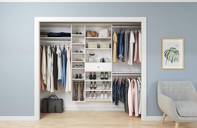 Easy Track 3'-5' W Deluxe Shelving Easy-to-Assemble Kit Closet Organizer, White