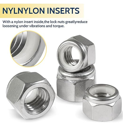 35 Pack 3/8"-16 Inch Locknuts,304 (A2-70) Stainless Steel Nylon Insert Lock Nuts,Standard Inch Thread Nylock Nuts
