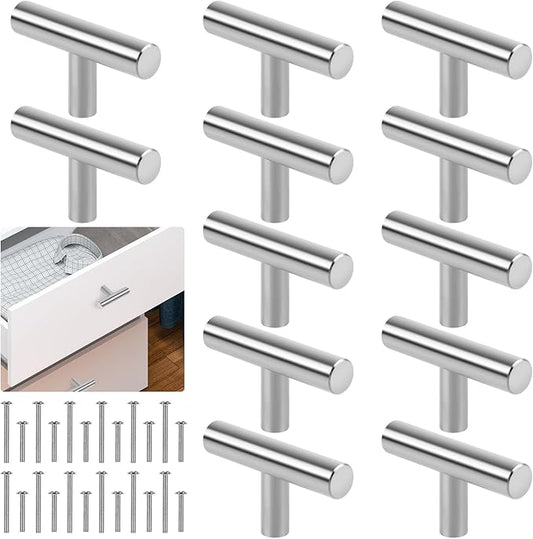 Romeda 12 Pack Silver Cabinet Knobs, 2in Single Hole Cabinet Hardware with Screws 1in & 1.5in, Drawer Pulls (Silver) for Kitchen Bedroom Bathroom Furniture