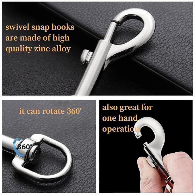 Flag Clips Swivel Snap Hooks, 4 Pcs Zinc Alloy 1.8 Inch Multifunctional Swivel Snap Hooks for Dog Leash Hook Boat Rope Keychain