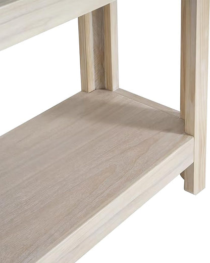 59-Inch Long Console Table, Modern Farmhouse 2-Tier Console Table, Elegant Minimalist Design with Premium Wood Veneer and Rounded Corners for Entrance, Hallway, Living Room (Natural-880)